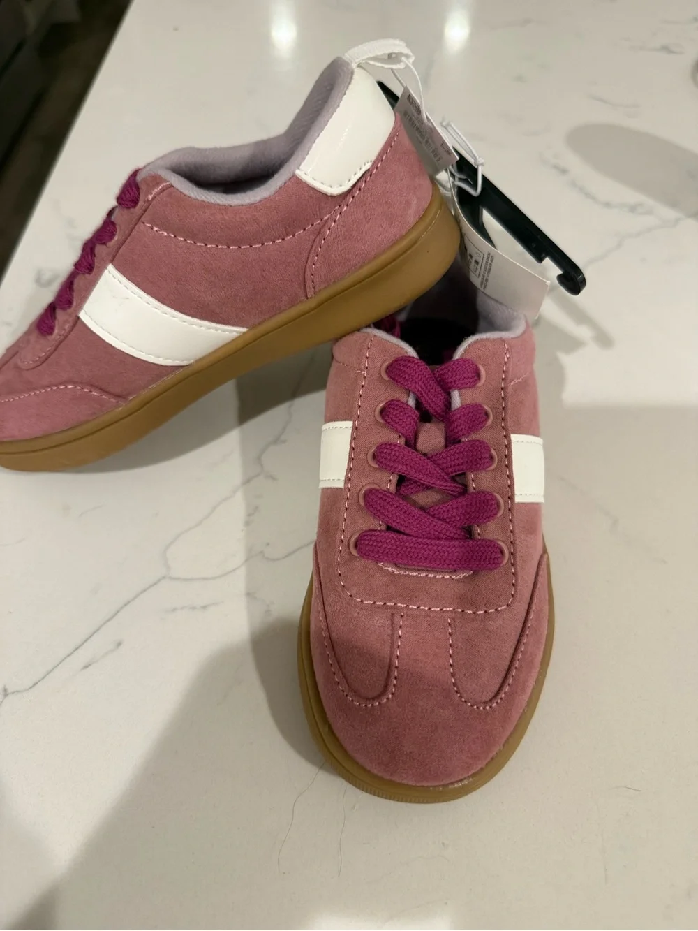 Old Navy Pink and White Kids' Sneakers with Gum Sole size 12